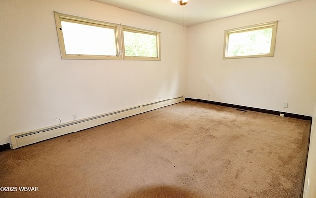 1964 Poco Farm Rd, Williamsport, PA 17701 - empty room with a baseboard radiator, plenty of natural light, carpet, and baseboards