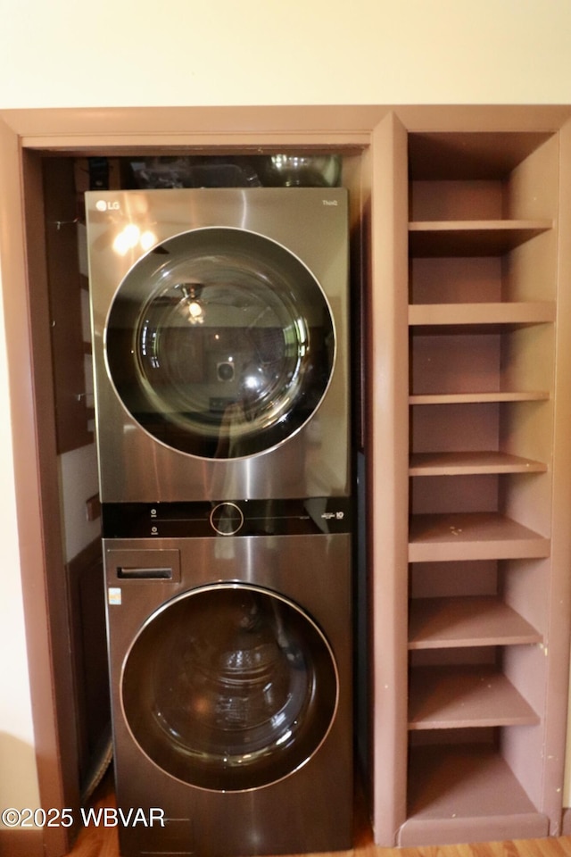 1964 Poco Farm Rd, Williamsport, PA 17701 - washroom featuring stacked washing machine and dryer