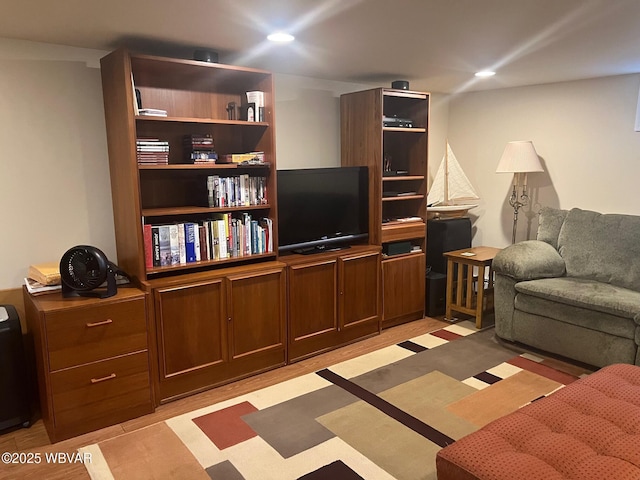 living area with recessed lighting
