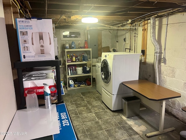 washroom with washer / clothes dryer and electric panel