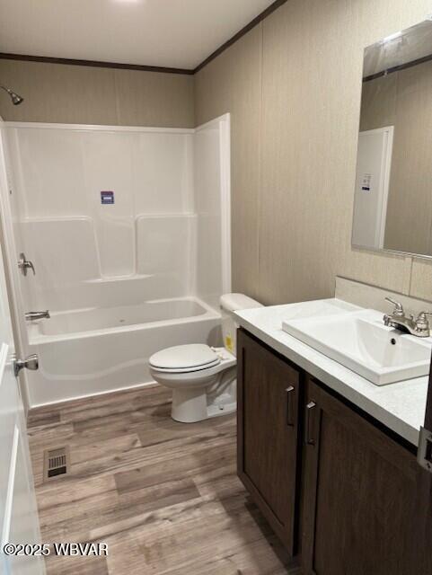 2381 Rt 405th Hwy, Muncy, PA 17756 - full bathroom with vanity, wood finished floors, bathtub / shower combination, and ornamental molding