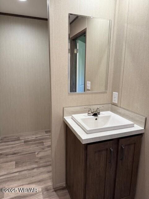 2381 Rt 405th Hwy, Muncy, PA 17756 - bathroom featuring vanity, wood finished floors, and ornamental molding