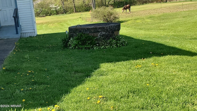 view of yard featuring a fire pit