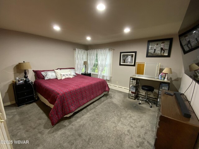 699 James St, Lock Haven, PA 17745 - carpeted bedroom with baseboard heating, recessed lighting, and baseboards