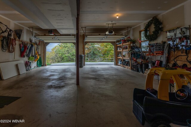 garage with a garage door opener