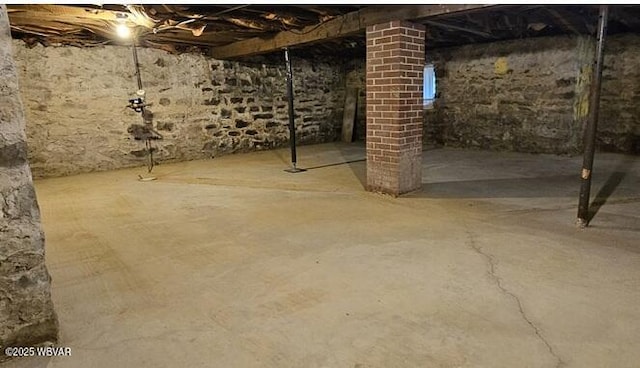 view of unfinished basement
