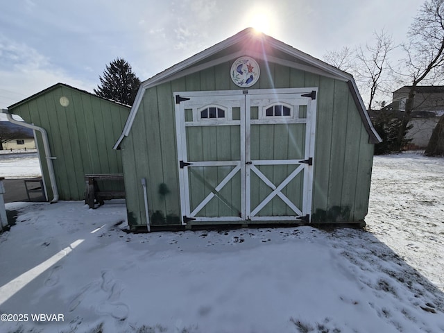 view of snow covered structure