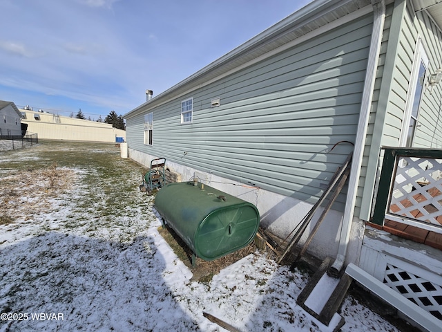 view of snow covered exterior