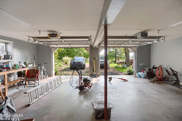 garage with a garage door opener