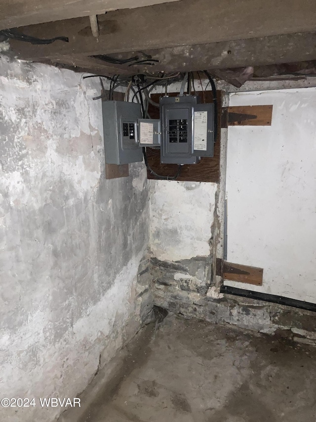 basement with electric panel