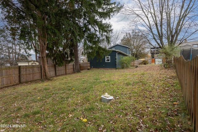 view of yard featuring an outdoor structure