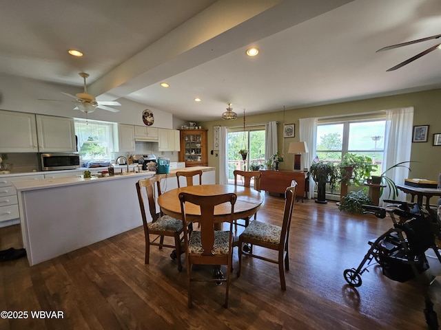 11 Mikes Peak Ln, Lock Haven, PA 17745 - dining room featuring ceiling fan, dark wood-style floors, and recessed lighting