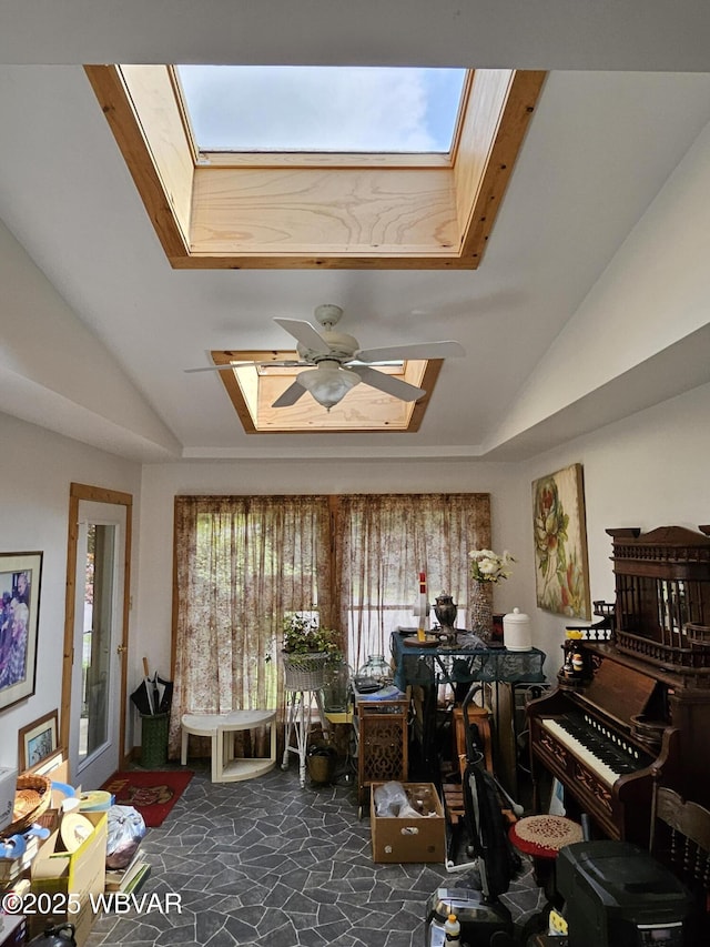 11 Mikes Peak Ln, Lock Haven, PA 17745 - home office featuring a skylight, lofted ceiling, and ceiling fan