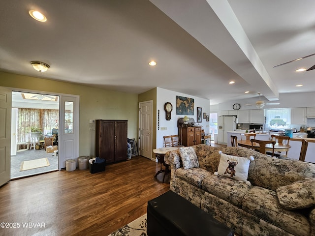 11 Mikes Peak Ln, Lock Haven, PA 17745 - living area with dark wood finished floors, a ceiling fan, and recessed lighting