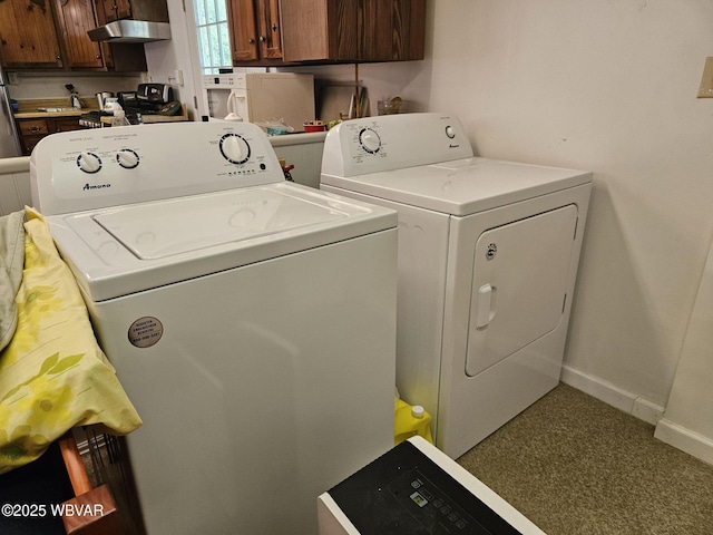 11 Mikes Peak Ln, Lock Haven, PA 17745 - laundry area featuring washing machine and clothes dryer, cabinet space, and carpet floors