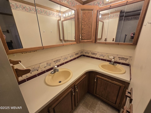 4316 Pine Mountain Rd, Jersey Shore, PA 17740 - full bathroom featuring double vanity, tile patterned floors, and crown molding