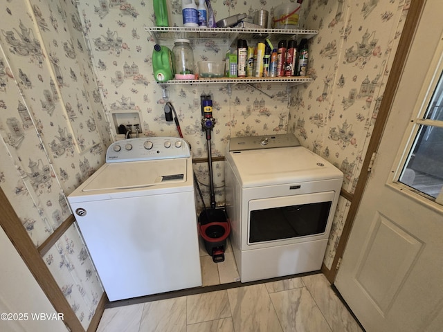 4316 Pine Mountain Rd, Jersey Shore, PA 17740 - washroom with independent washer and dryer and wallpapered walls