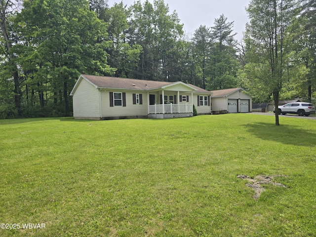4316 Pine Mountain Rd, Jersey Shore, PA 17740 - ranch-style house featuring covered porch, a front lawn, and crawl space