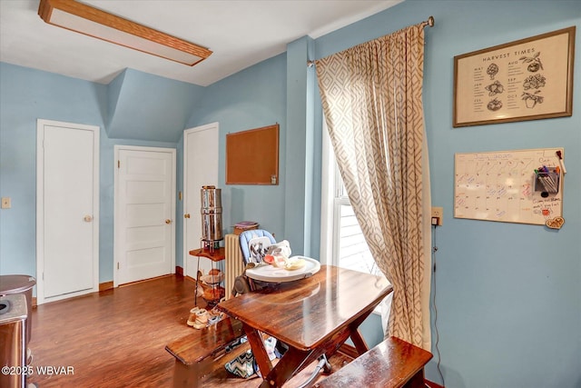 679 2nd Ave, Williamsport, PA 17701 - dining room featuring wood finished floors and vaulted ceiling