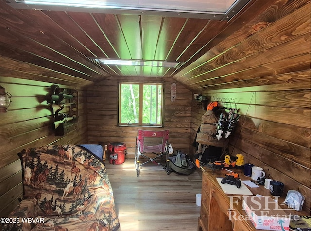 3178 W Winter Rd, Loganton, PA 17747 - living area featuring wood finished floors, lofted ceiling, wood walls, and wood ceiling