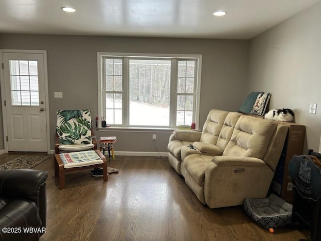 sitting room featuring hardwood / wood-style floors and plenty of natural light