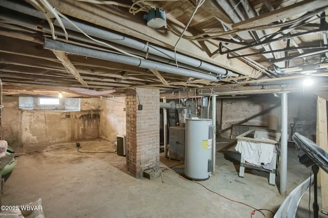 basement with water heater