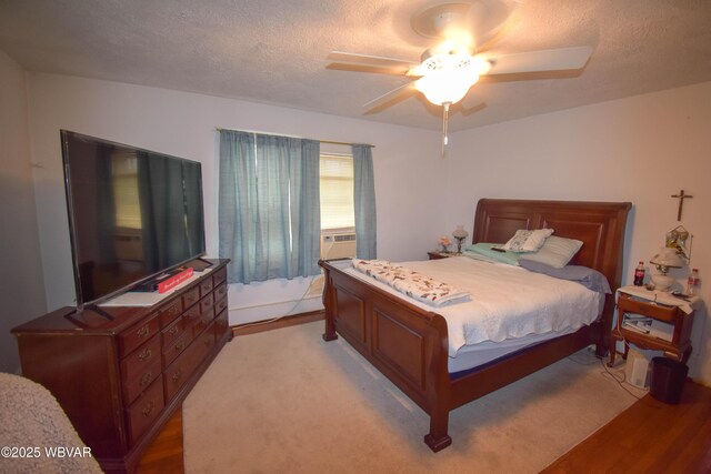 45 W Bald Eagle St, Lock Haven, PA 17745 - bedroom featuring a textured ceiling, light wood-type flooring, and a ceiling fan