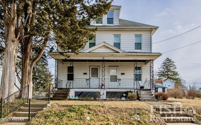 traditional style home with a porch