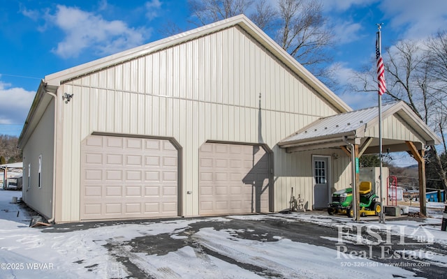 exterior space with a garage