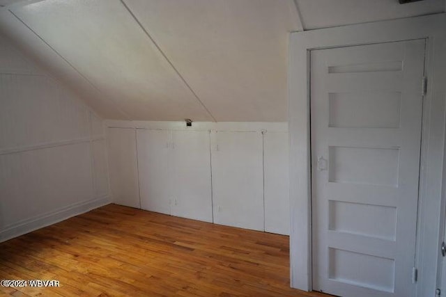 additional living space with lofted ceiling and light wood-type flooring