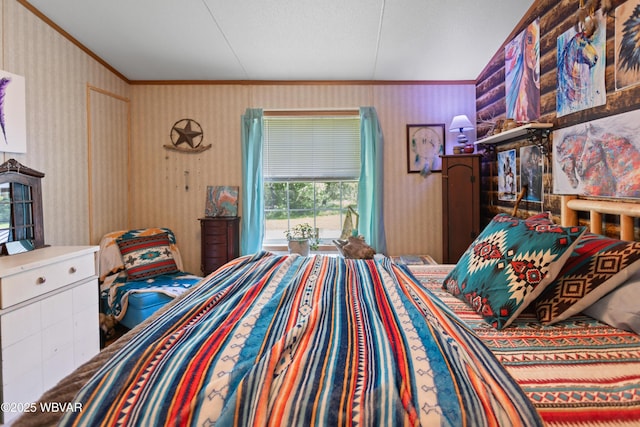 394 Rte 973, Cogan Station, PA 17728 - bedroom featuring ornamental molding and wallpapered walls