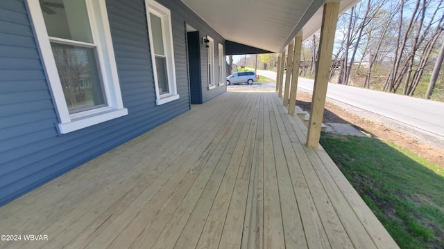 wooden deck featuring a porch