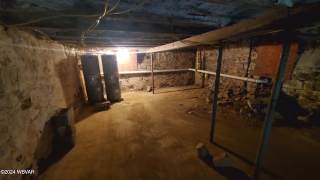 basement with water heater