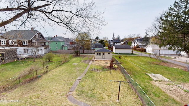 665 5th Ave, Williamsport, PA 17701 - view of yard featuring a residential view, a fenced backyard, and an outbuilding