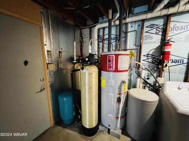 utility room with water heater