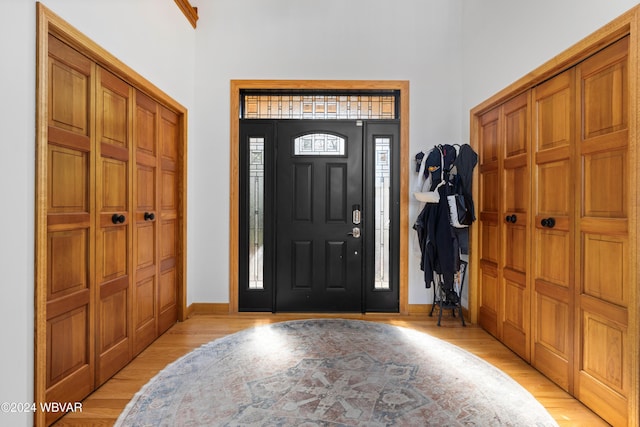 foyer featuring light hardwood / wood-style floors