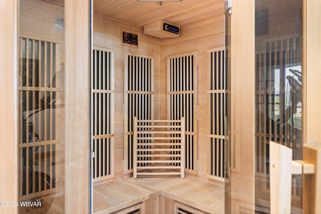 view of sauna / steam room with hardwood / wood-style flooring