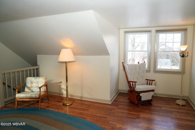 190 E Winter Rd, Loganton, PA 17747 - living area featuring wood finished floors, vaulted ceiling, and baseboards