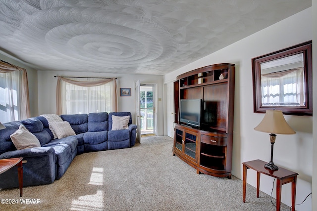 living room featuring carpet flooring