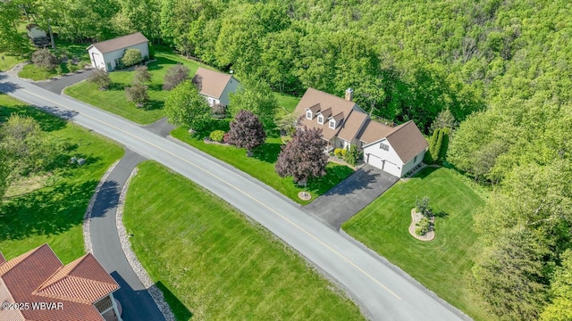 aerial view of a heavily wooded area