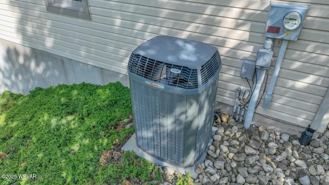 exterior view of central AC unit and electric meter