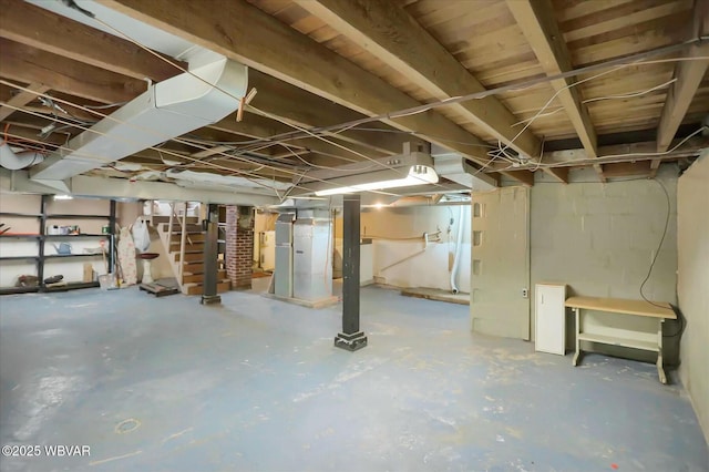 view of unfinished basement