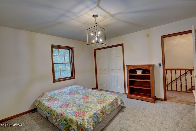 20 Hillcrest Dr, Cogan Station, PA 17728 - bedroom with carpet flooring, a closet, and a chandelier