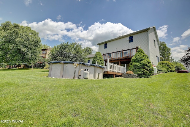 20 Hillcrest Dr, Cogan Station, PA 17728 - rear view of house with a wooden deck and a yard