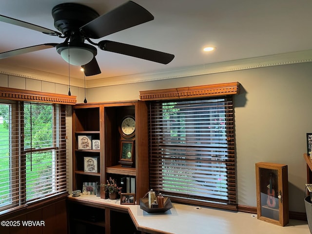 524 Pardee Rd, Millmont, PA 17845 - office with ceiling fan and crown molding