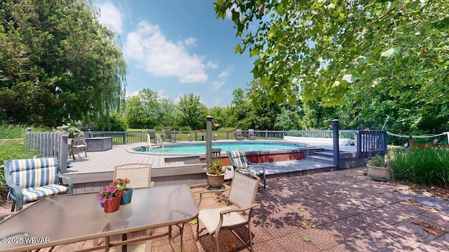 524 Pardee Rd, Millmont, PA 17845 - view of pool with a deck, a patio area, view of scattered trees, and outdoor dining space