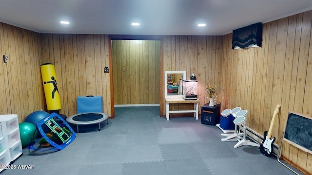 524 Pardee Rd, Millmont, PA 17845 - misc room with wooden walls and tile patterned floors