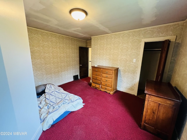 carpeted bedroom featuring a closet