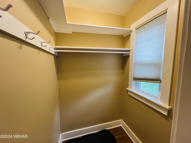 spacious closet featuring hardwood / wood-style floors