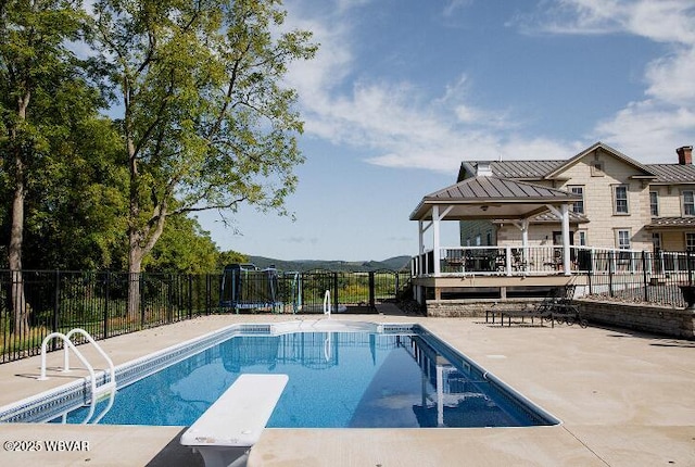 796 Ellis Artley Rd, Muncy, PA 17756 - view of swimming pool with fence, a diving board, and a gazebo